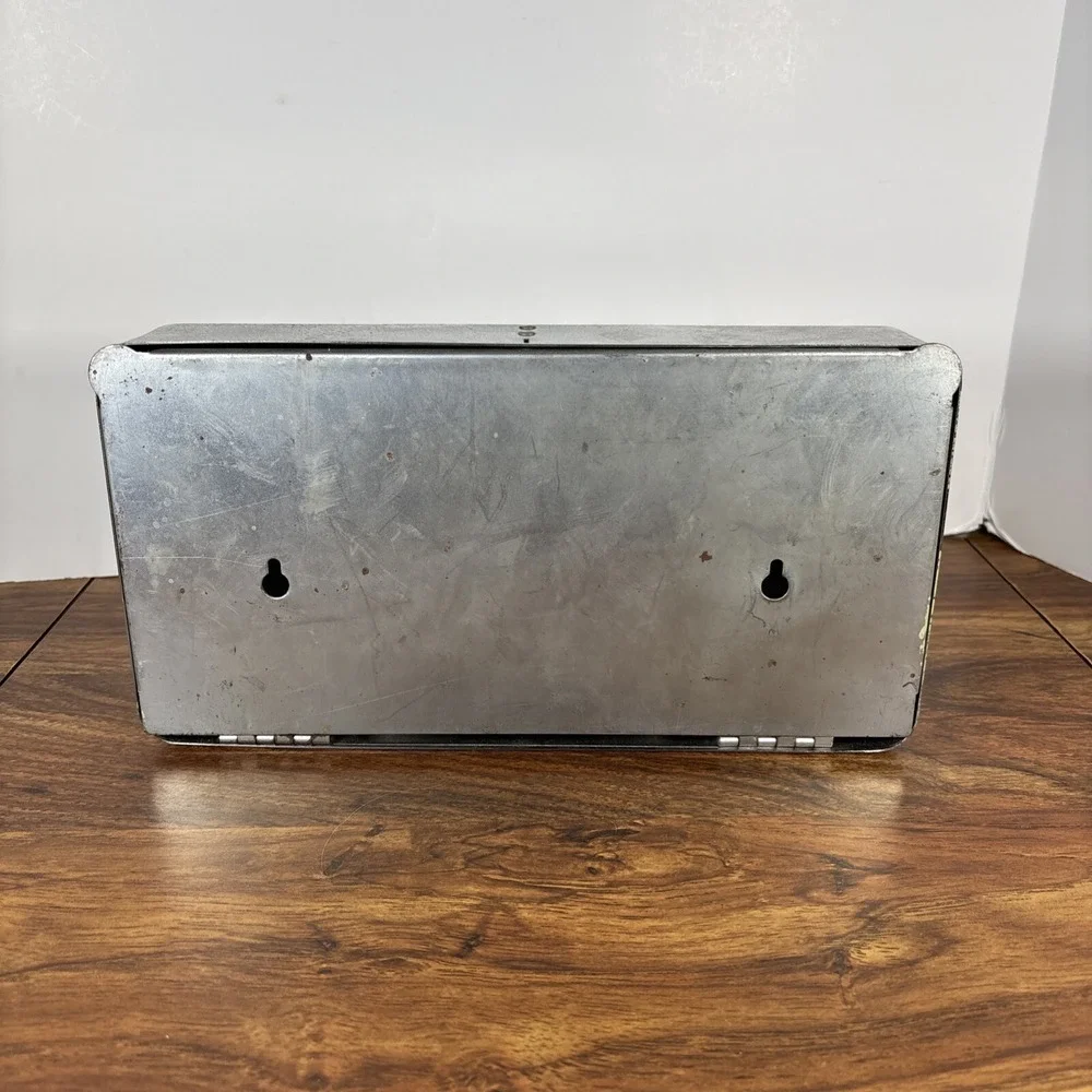 Chrome Kleenex Tissue Dispenser Metal Box Holder MCM Wall Car Mount Vtg NO KEY